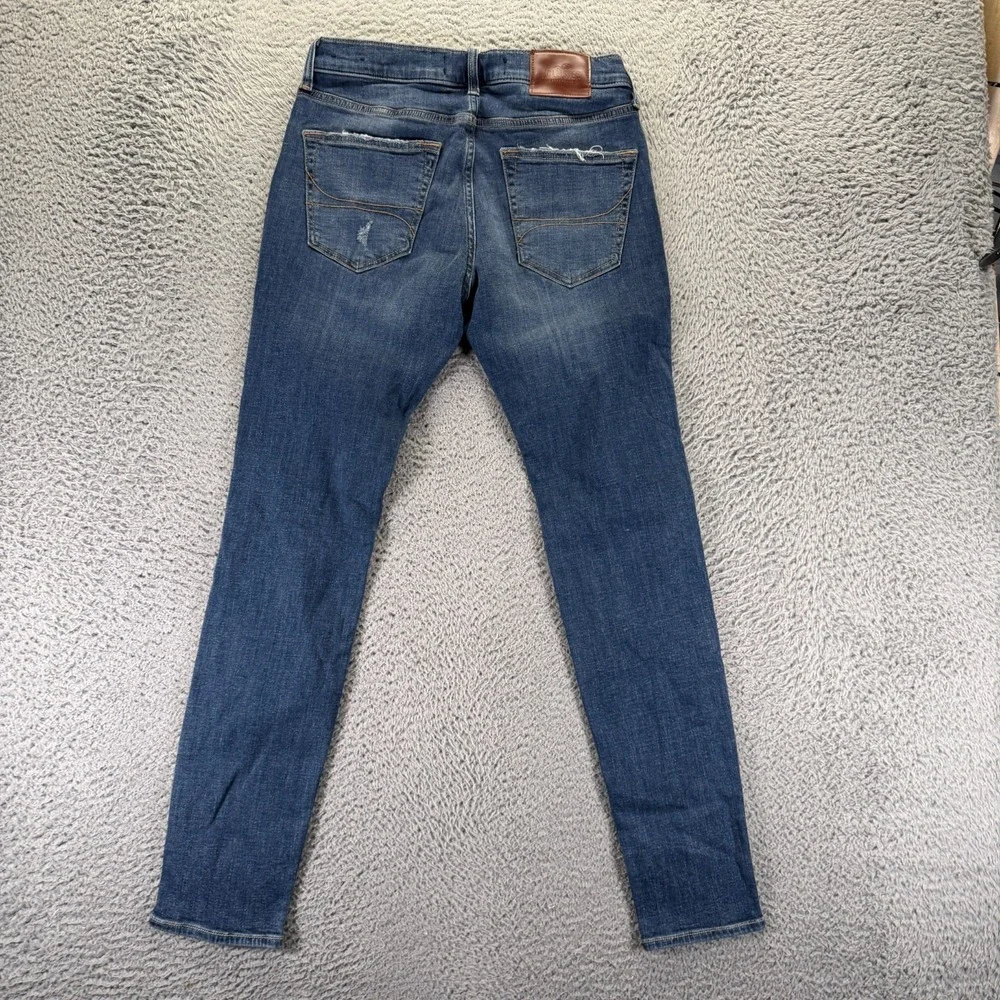 Hollister Jeans Men 31x32 Blue Cotton Denim‎ Skinny Workwear Distressed Stretch